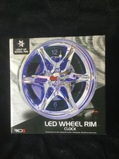 LED Light Up Neon Effect Car Alloy Wheel Rim Theme Wall Mountable Clock
