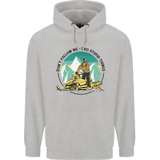 Snowmobile Dont Follow Me Funny Mens 80% Cotton Hoodie