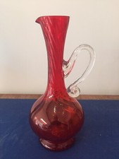 Cranberry Glass Swirl Jug /