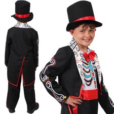 BOYS HALLOWEEN SUIT MEXICAN DAY OF THE DEAD FANCY DRESS OUTFIT SUGAR SKULL
