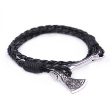 Viking Celtic Wolf Raven Axe Rope Bracelet Wristband Bangle Odin Symbol For Men