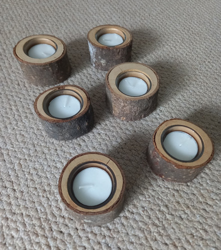 Set rustic wood tea light - of,