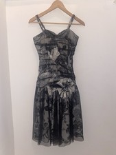 Renato Nucci Black Floral Cocktail Dress UK 8 EU 36 Vintage Designer Eveningwear