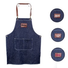 Custom Embroidered Denim Apron Heavy Duty material with 2 Belts & Metal Hooks