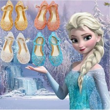 Kids Girls Sandals Jelly Shoes Frozen Princess Cosplay Fancy Dress Up Party Gift