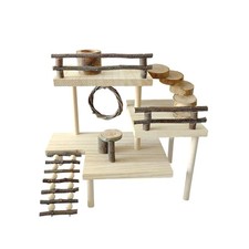3 Layers Hamster Toy Habitat with Fence Climbing Ladder Stairs Playground