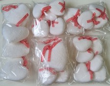 Job Lot White Flock Polystyrene Hearts Gingham Ribbon, Wedding, Christmas, New