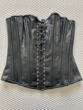 Leatherotics Medieval Double Lace Leather Overbust Corset Black Size 26