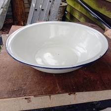 Large Vintage White Enamel