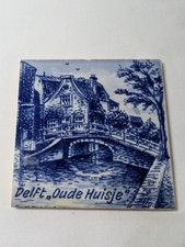 VINTAGE BLUE & WHITE DELFT DUTCH CERAMIC TILE