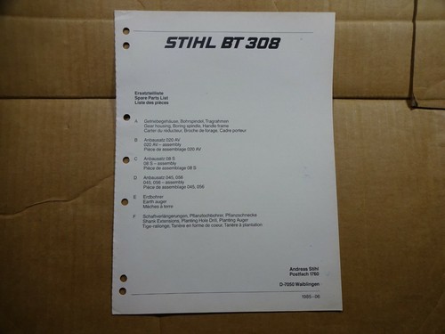 Stihl 308 auger - auger, parts