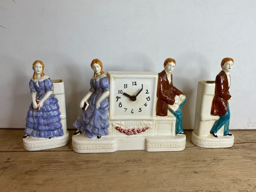 Vintage clock and garniture - and,