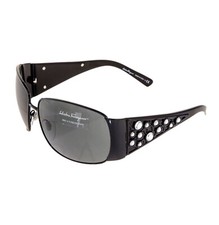 SALVATORE FERRAGAMO 1175-B 555/87 Black Swarovski Crystal Wrap Sunglass (13-1)