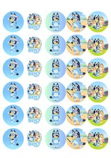 30 BLUEY EDIBLE CUPCAKE | FAIRY CAKE TOPPERS DECORATIONS 3.8cm