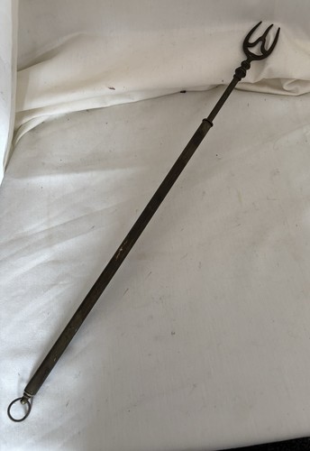 Vintage brass toasting - brass, fork