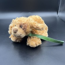 Harrods Orange/Ginger Dog Plush Soft Toy with Green Lead / Leash VGC