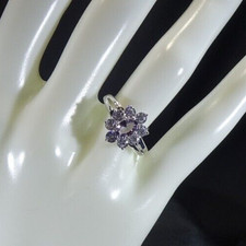 2.23ct Colour Change Alexandrite & White CZ  925 Sterling Silver Flower Ring