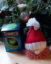 Hand Knitted  Christmas Santa Chocolate Orange Cover Gift Ginger Beard