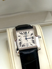 GENUINE CARTIER TANK FRANCAISE WATCH 2366 MENS 28MM 18K WHITE GOLD AUTOMATIC