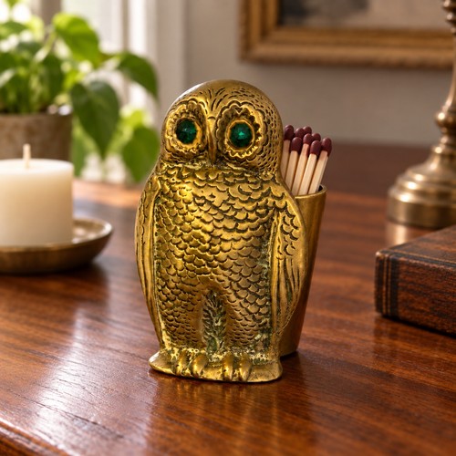 Vintage brass owl - brass,
