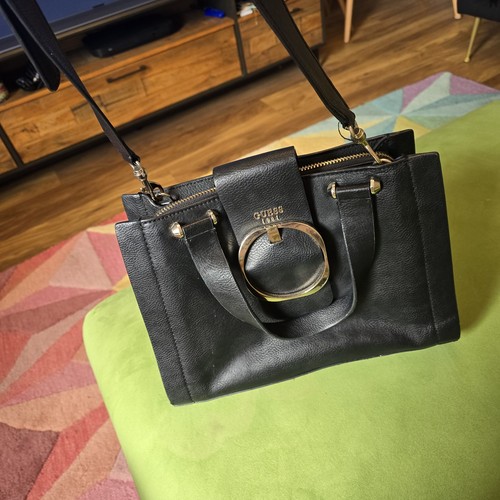 Guess black leather handbag - leather,