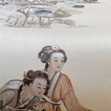 Oriental Garden Vinyl Wallpaper Japanese Geisha Girl Beautiful Satin Embossed