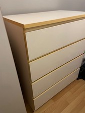 Ikea White Malm Chest of Drawers 4 Doors  in Good Condition 