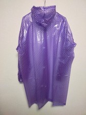 Soft purple PVC middle raincoat translucent hooded jacket rainjacket