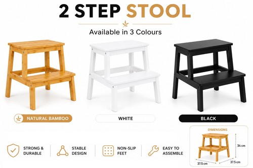 Bamboo wooden step stool - bamboo,