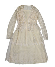 Berkertex 70s Vintage Cream 2 Piece Lace Dress & Jacket Women's Size 16