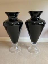 Decorative pair of large black glass vases by Italian manufacturer New Trend