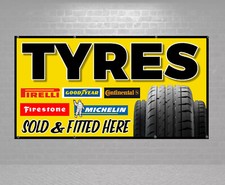 TYRES SIGN BANNER OUTDOOR SIGNS SHOP VINYL BANNERS PVC TYRE WORK SHOP