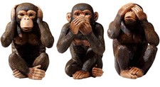 3 Wise Monkeys Statue Hear-No