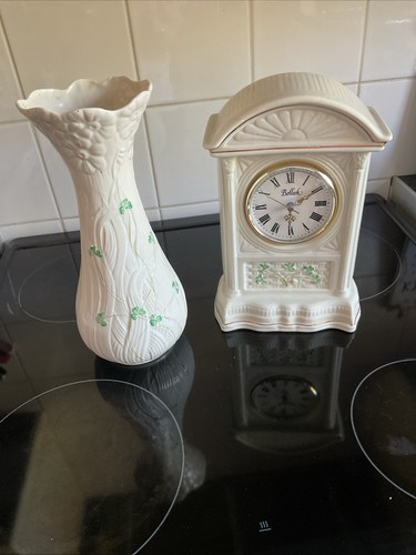 Beleek china mantel clock and - beleek,