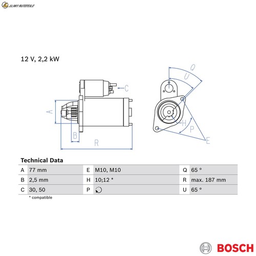 Starter 986 022 720 - starter, for