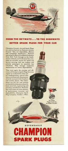 1945 champion spark plugs - champion,