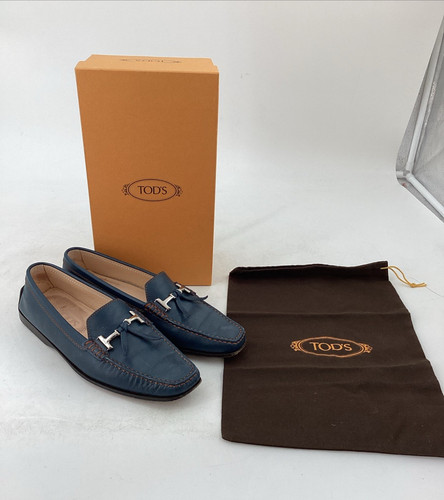 Tods navy blue leather driver - navy,