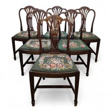 Antique style carved near matching set of 6 carved mahogany dining chairs