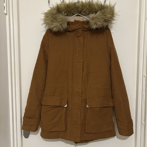 Tan brown parka fur hood - brown,