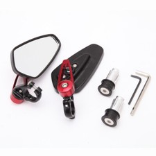 Universal Motorcycle 7/8" 22mm Handle Bar End Rearview Side Mirrors Aluminum Red