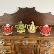 4 Vintage Tea Folk Collectable Miniature Tea Pots