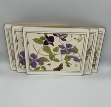 6 Vtg Lady Clare ‘Cottage Flowers’ Placemats - Hand Gilded/Lacquer Finish Boxed