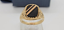 Mens 9ct Gold Onyx Stone