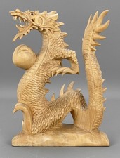 Vintage BALINESE Bali HAND CARVED WOOD DRAGON - 20cm x 14.5cm x 7cm - 312gram