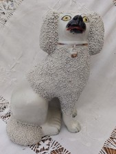 Victorian Staffordshire Poodle Wally Dog Textured Hand Painted With Legs C1880