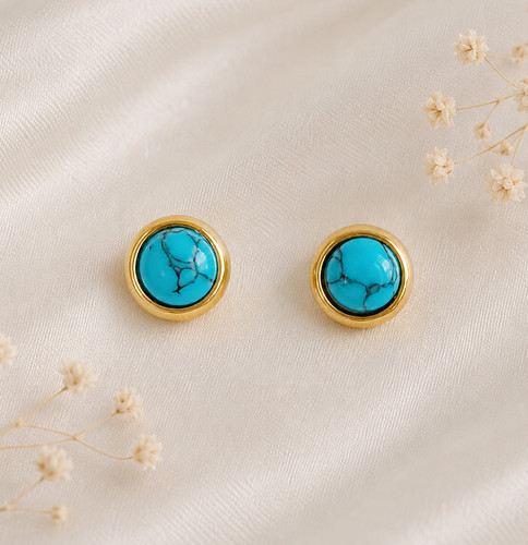 Dainty turquoise stud - turquoise, earrings