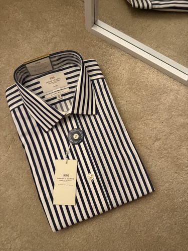 Hawes curtis navy stripe - &,