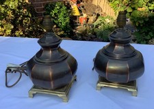 Two Vintage & Brass & Copper Table Lamps Indian 