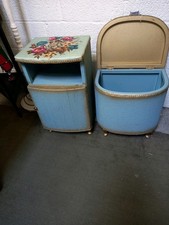 Lloyd Loom Style  bedside table and laundry basket.