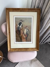 ROBERT FULLER Two Woodpeckers Limited edition Print Framed In Burr Elm